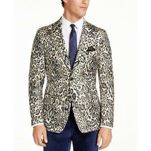 Tallia Men's Slim-Fit Black Cream Leopard Metallic